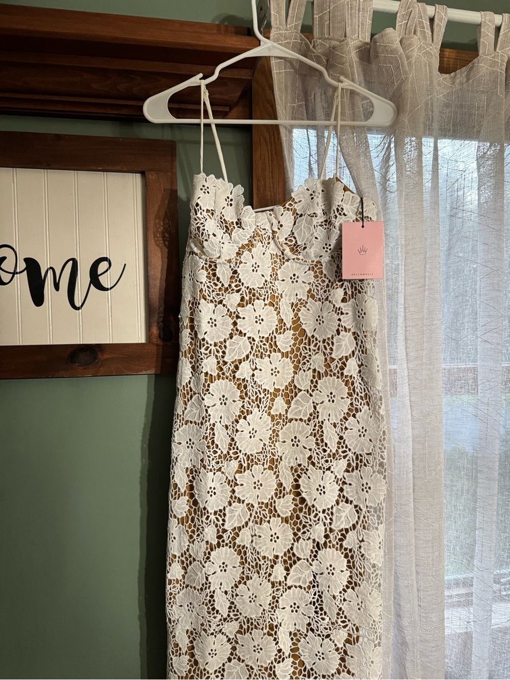 Hello Molly White Floral Crochet Slip Dress